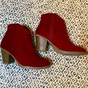Old Navy Red Suede Booties